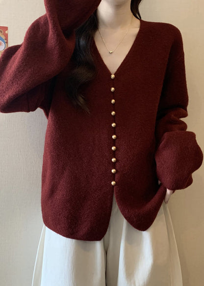 Boutique Red Oversized Warm Knit Sweaters Fall