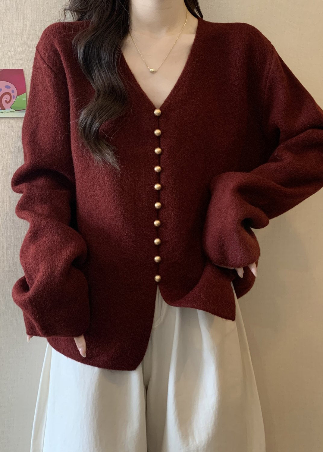 Boutique Red Oversized Warm Knit Sweaters Fall