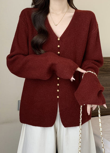 Boutique Red Oversized Warm Knit Sweaters Fall