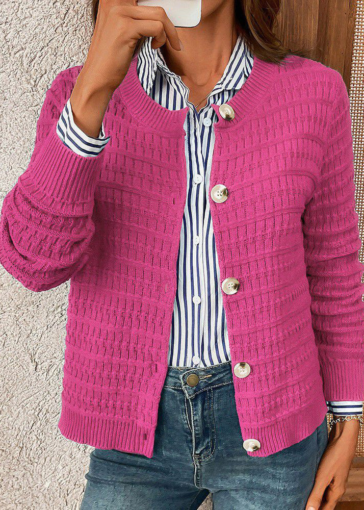 Boutique Rose O Neck Button Knit Cardigan Spring