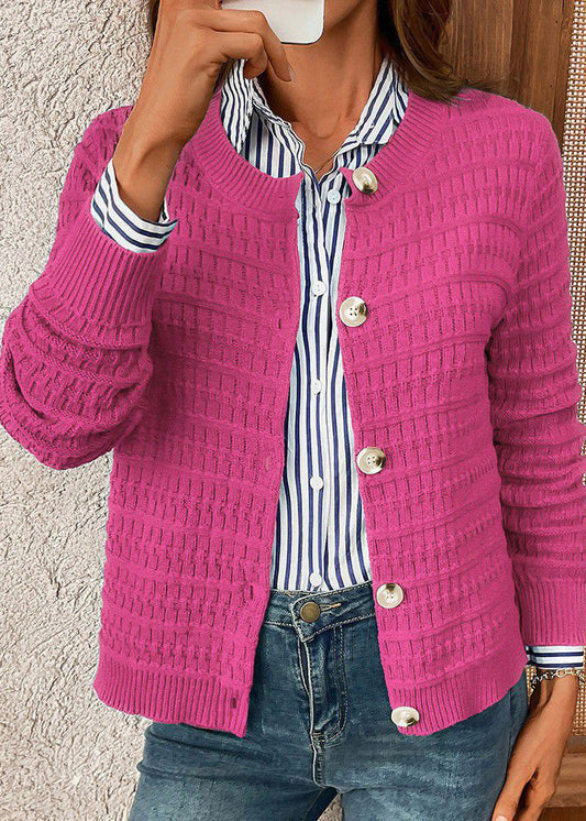 Boutique Rose O Neck Button Knit Cardigan Spring