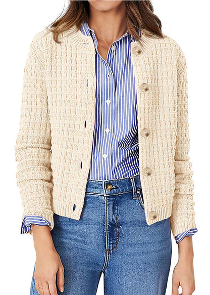 Boutique Rose O Neck Button Knit Cardigan Spring
