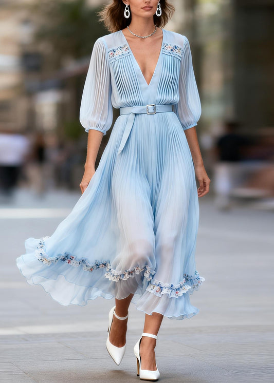 Boutique Ruffled Floral Patchwork Chiffon Maxi Dress Summer
