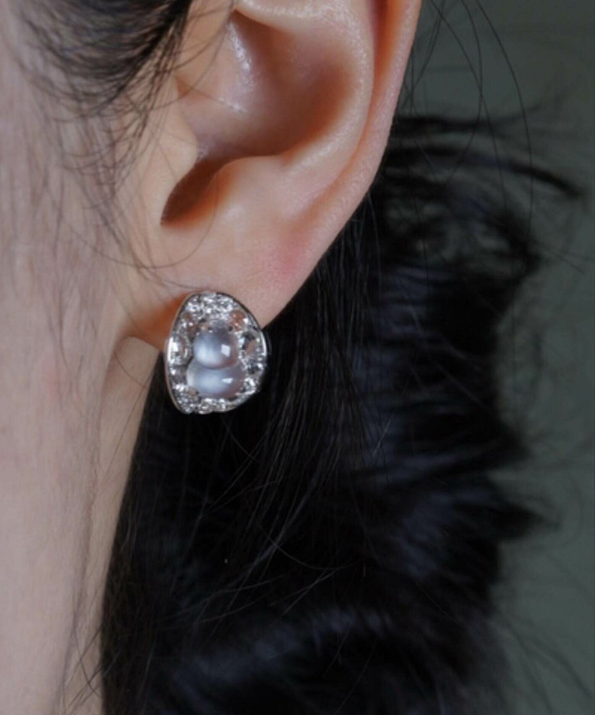Boutique Silk Alloy Zircon Crystal Gourd Stud Earrings