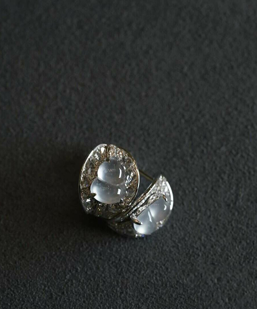 Boutique Silk Alloy Zircon Crystal Gourd Stud Earrings