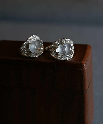 Boutique Silk Alloy Zircon Crystal Gourd Stud Earrings