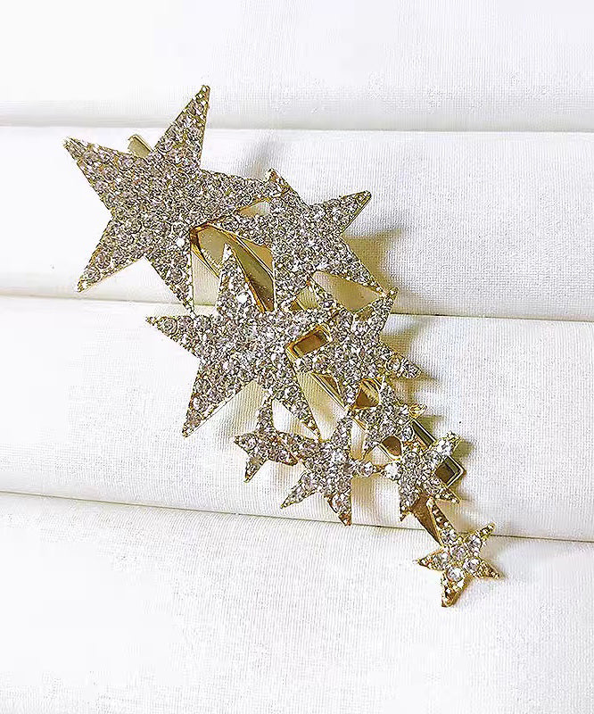 Boutique Silk Copper Zircon Pentagram Hairpin