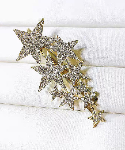 Boutique Silk Copper Zircon Pentagram Hairpin