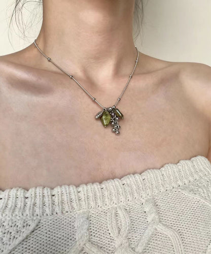 Boutique Silk Czech Glass Titanium Steel Pendant Necklace