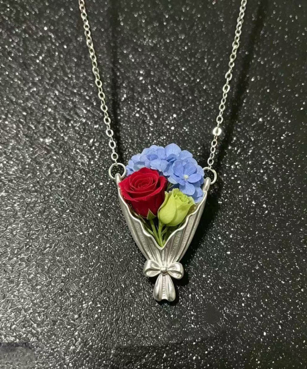 Boutique Silk Stainless Steel Bow Pendant Necklace