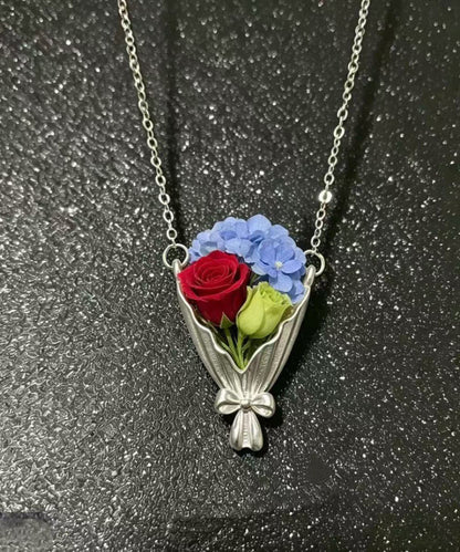 Boutique Silk Stainless Steel Bow Pendant Necklace