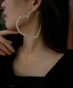 Boutique Silk Sterling Silver Alloy Zircon Love Hoop Earrings