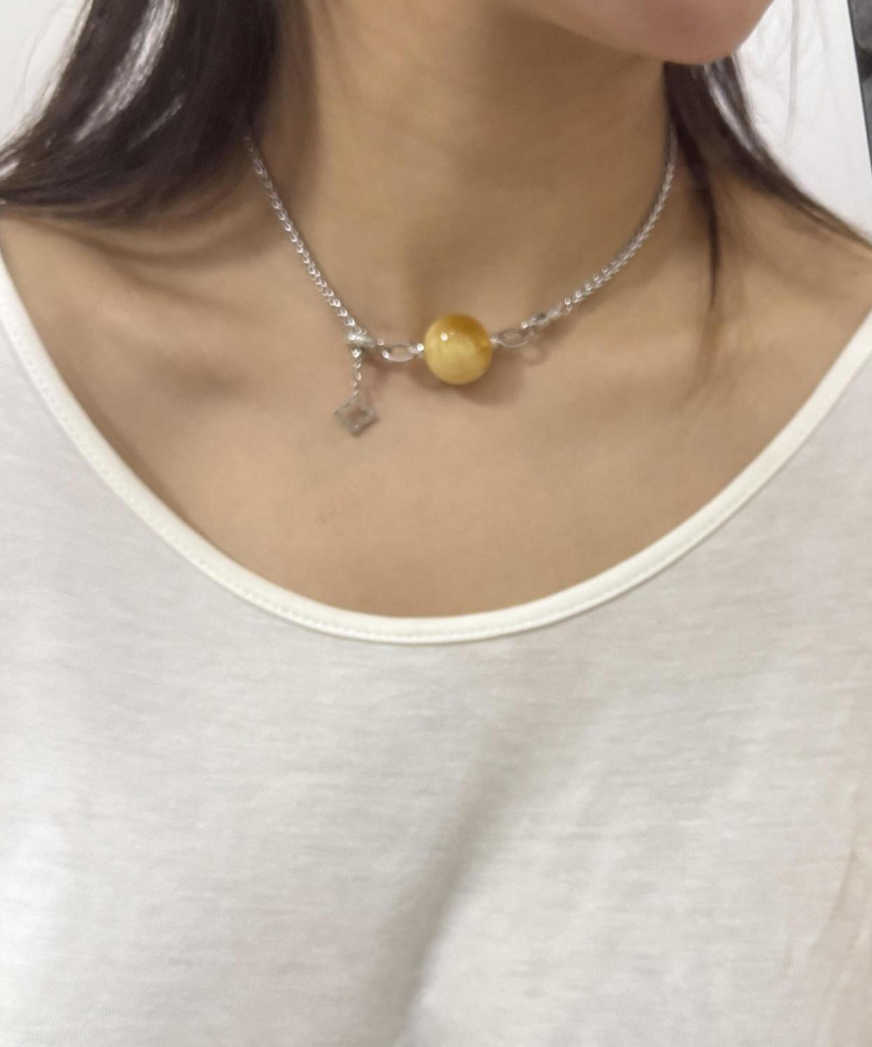 Boutique Silk Sterling Silver Pearl Rotate Lariat Necklace