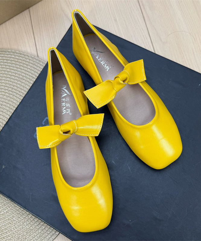 Boutique Splicing Flat Shoes For Women Yellow Faux Leather