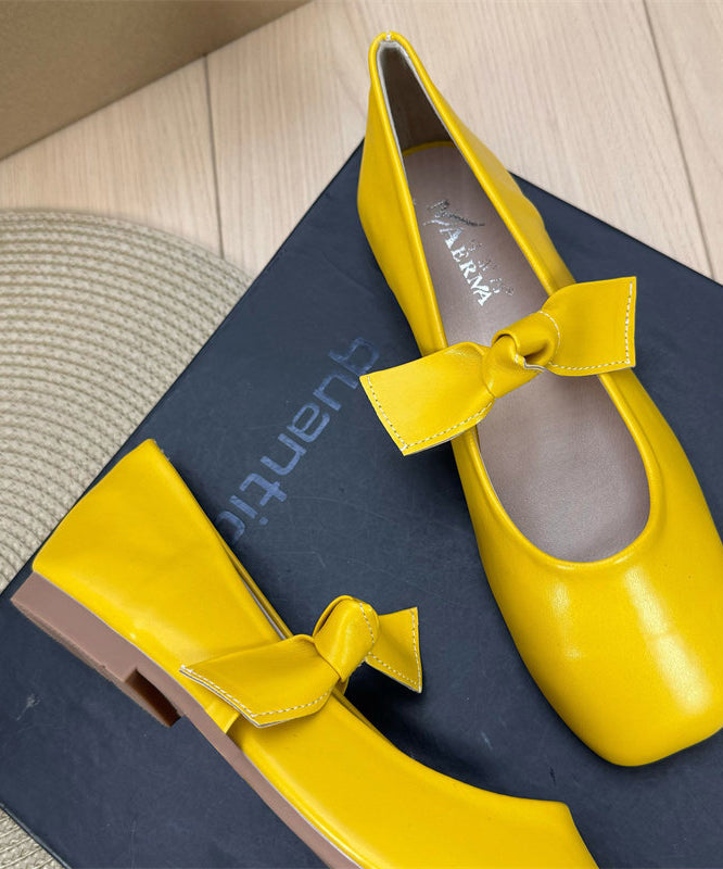 Boutique Splicing Flat Shoes For Women Yellow Faux Leather