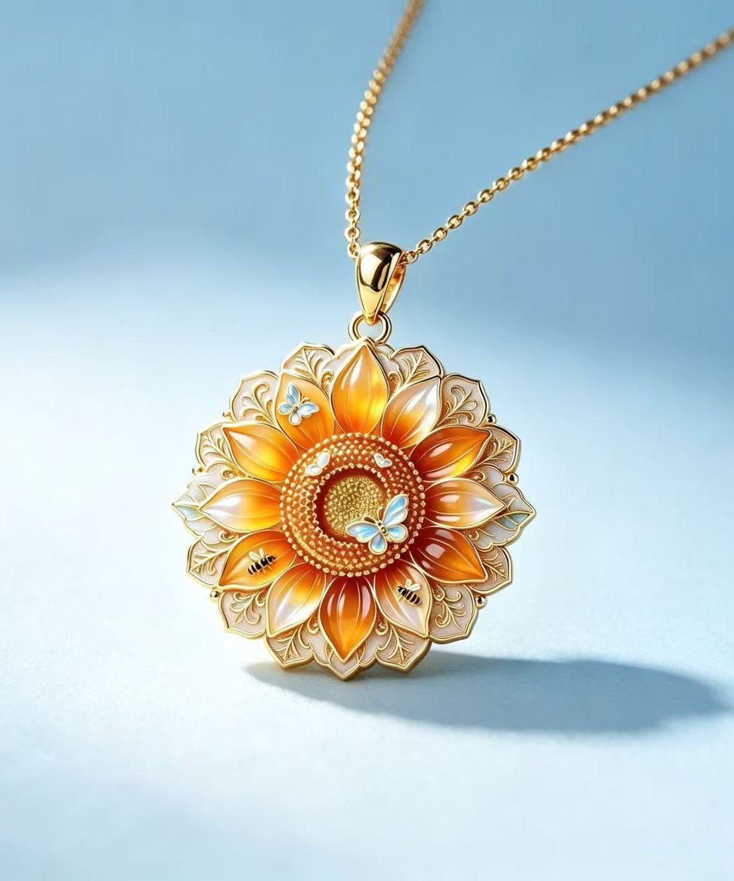 Boutique Sunflower Enamel Alloy Pendant Necklace