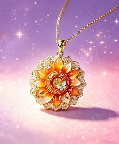 Boutique Sunflower Enamel Alloy Pendant Necklace
