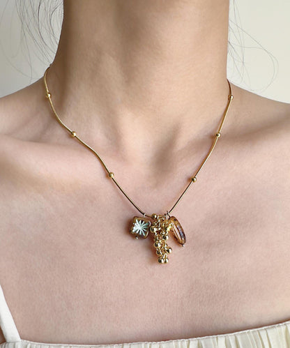 Boutique Titanium Steel Glass Bead Pendant Necklace