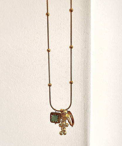 Boutique Titanium Steel Glass Bead Pendant Necklace