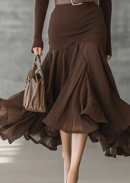 Boutique V Neck Asymmetrical Ruffled Patchwork Cotton Maxi Dress Long Sleeve
