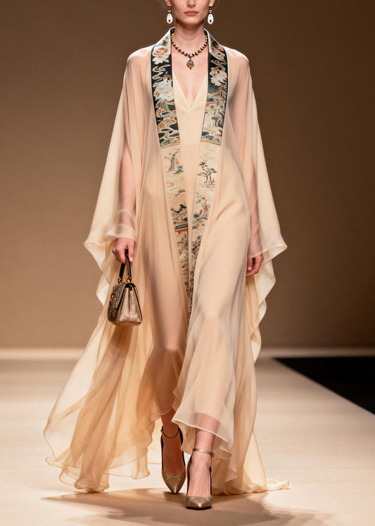 Boutique V Neck Print Patchwork Chiffon Two-Piece Set Spring