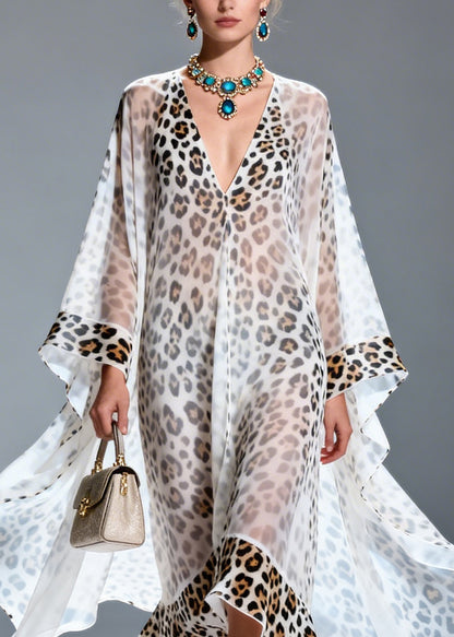 Boutique V Neck Print Ruffled Chiffon Long Dresses Summer