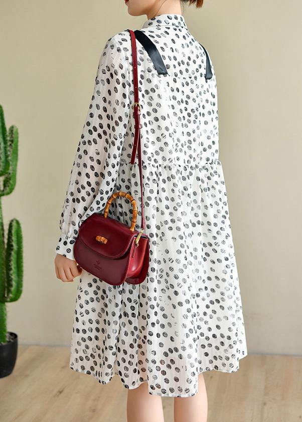 Boutique White Dot Chiffon Pockets Summer Dresses - SooLinen