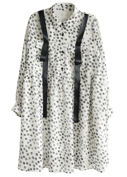 Boutique White Dot Chiffon Pockets Summer Dresses - SooLinen