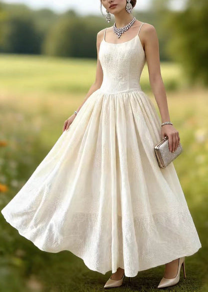 Boutique White Embroidered Lace Spaghetti Strap Dress Summer