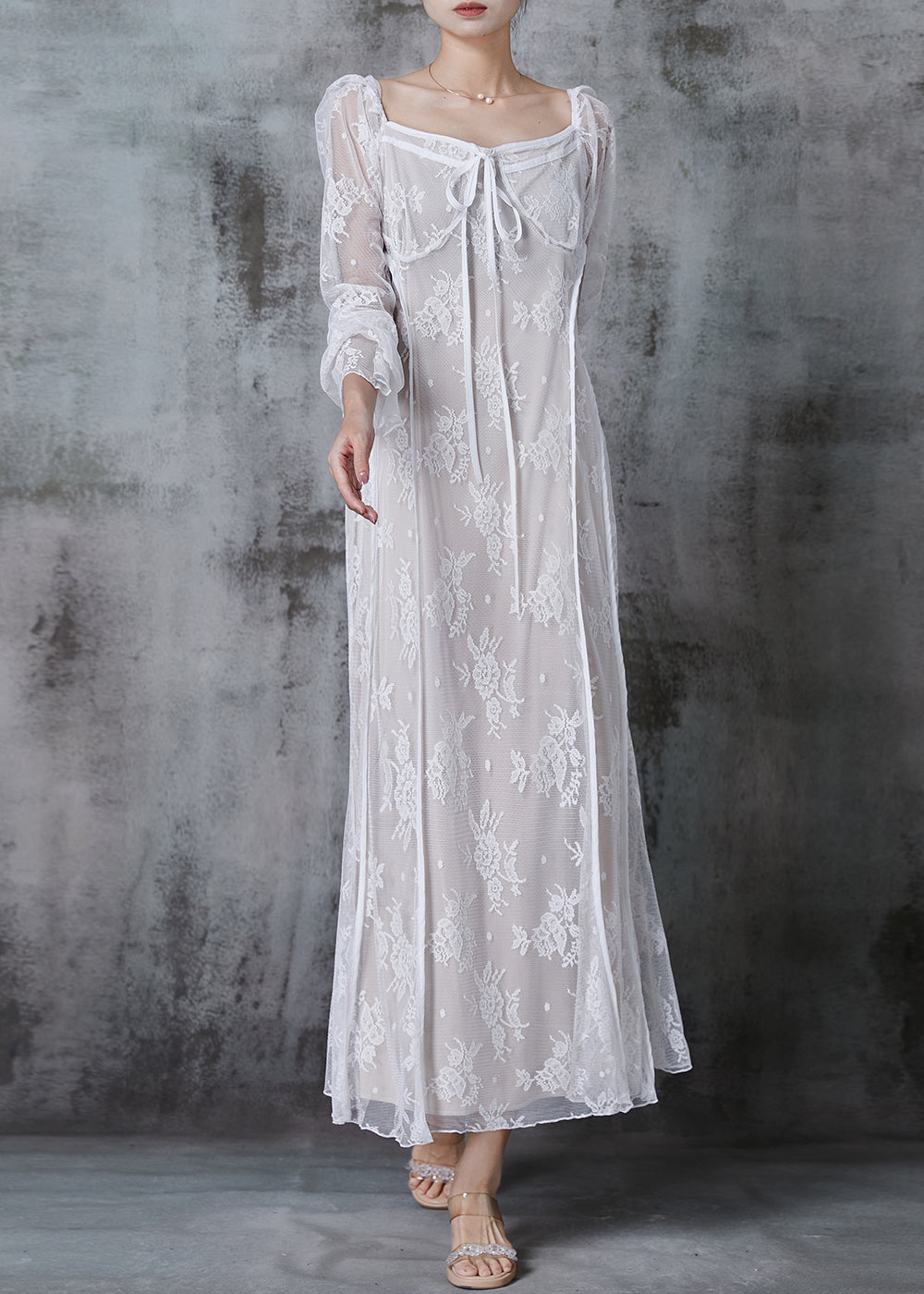 Boutique White Embroidered Patchwork Lace Vacation Dresses Spring