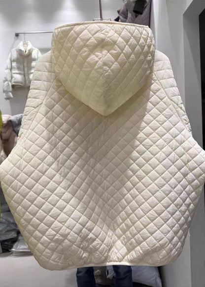 Boutique White Hooded Plaid Duck Down Coats Winter
