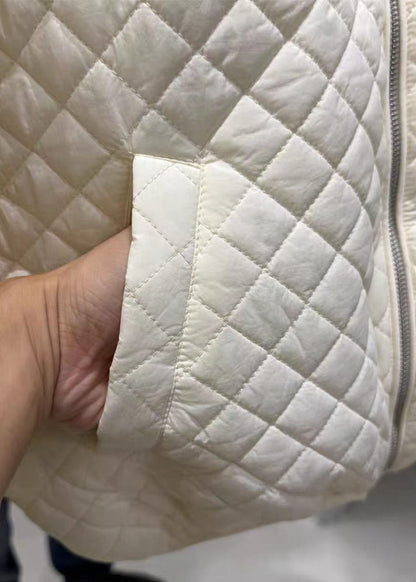 Boutique White Hooded Plaid Duck Down Coats Winter
