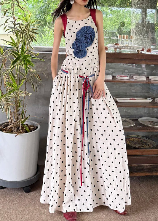 Boutique White Tie Waist Print Cotton Holiday Dress Summer