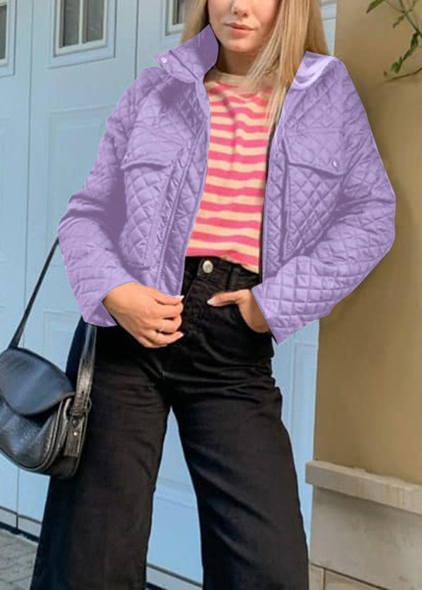 Boutique White Zippered Pockets Fine Cotton Filled Jacket Winter