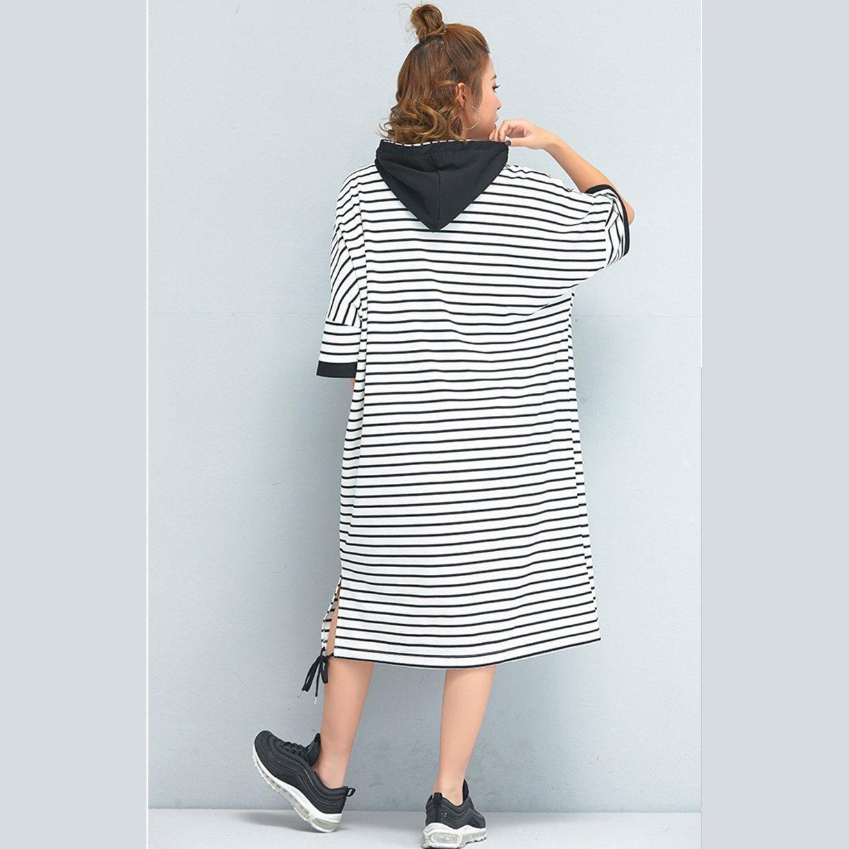 Brand Oversized Women Clothing Loose Casual Cotton Striped Dress