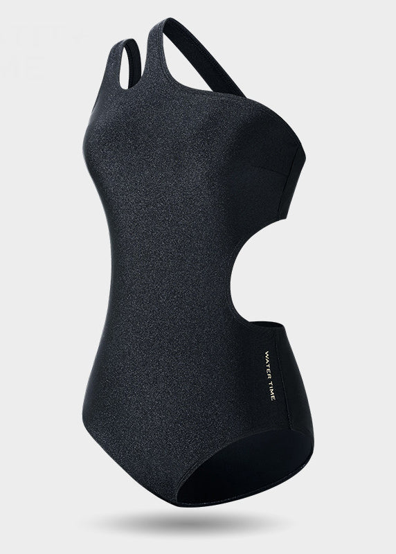 Brief Black Backless Solid Bodysuit Swimwear