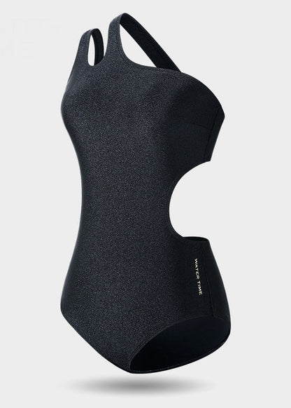 Brief Black Backless Solid Bodysuit Swimwear
