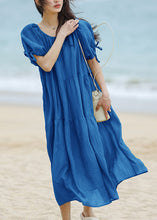 Load image into Gallery viewer, Brief Blue O-Neck Patchwork Long Dresses Summer