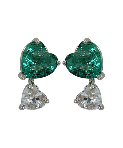 Brief Colorblock Copper Overgild Zircon Love Gem Stone Stud Earrings
