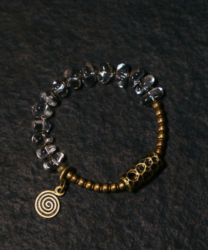 Brief Colorblock Copper Patchwork Asymmetrical Crystal Unisex Charm Bracelet