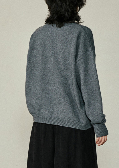 Brief Colorblock O-Neck Asymmetrical Cotton Knit Sweaters Fall