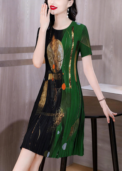 Brief Colorblock V Neck Wrinkled Maxi Dress Short Sleeve