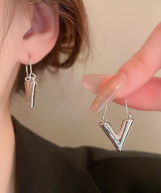 Brief Gold Metal Alloy V-Shaped Hoop Earrings