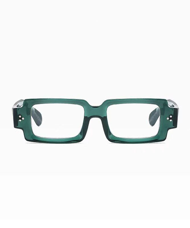 Brief Green Resin Square Rivet Sunglasses