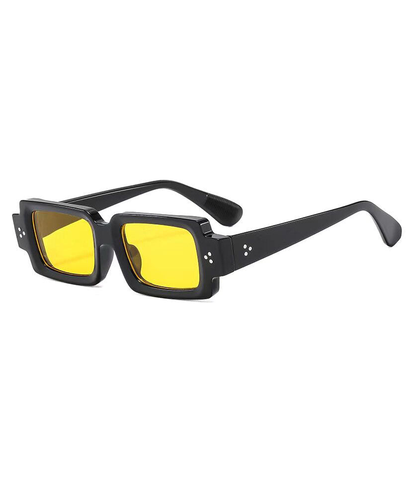 Brief Green Resin Square Rivet Sunglasses