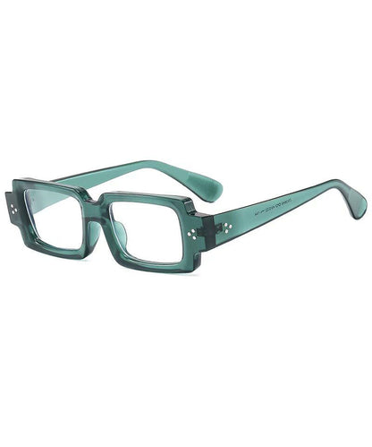 Brief Green Resin Square Rivet Sunglasses