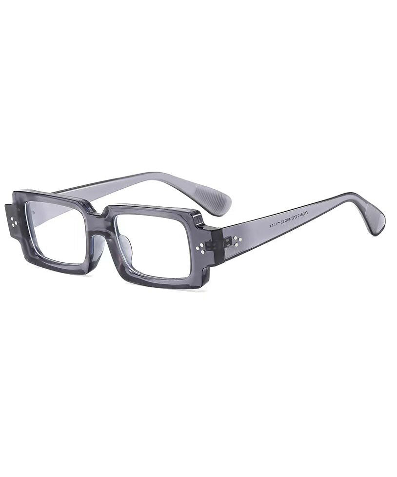 Brief Green Resin Square Rivet Sunglasses