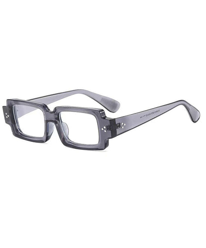 Brief Green Resin Square Rivet Sunglasses