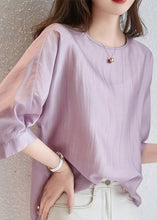 Load image into Gallery viewer, Brief Light Purple O-Neck Patchwork Shirts Fall