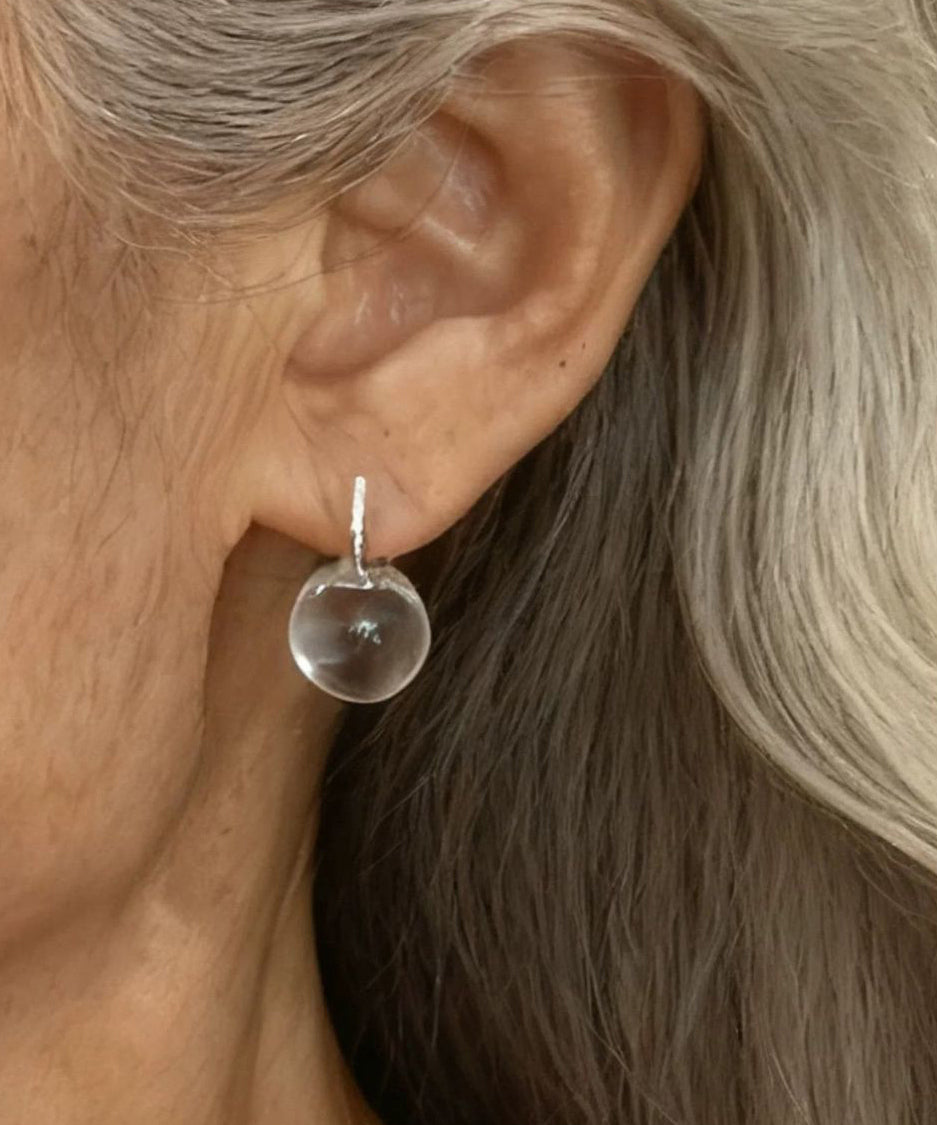 Brief Nude Stainless Steel Crystal Hoop Earrings